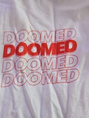 DOOMED Graphic Tee - White with Gray Print